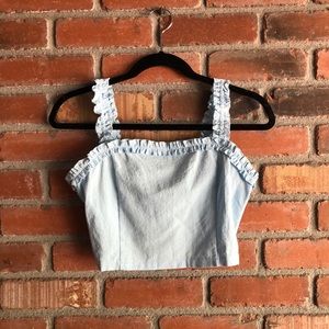 La Heart S Crop Top Tank Smocked Ruffle Sleeve